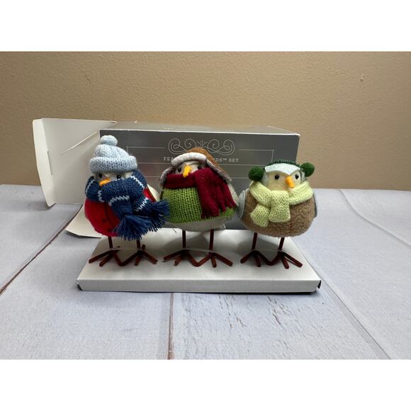 3pk Wondershop Winter Weather Featherly Friends Fabric Figurines New - Picture 7 of 10